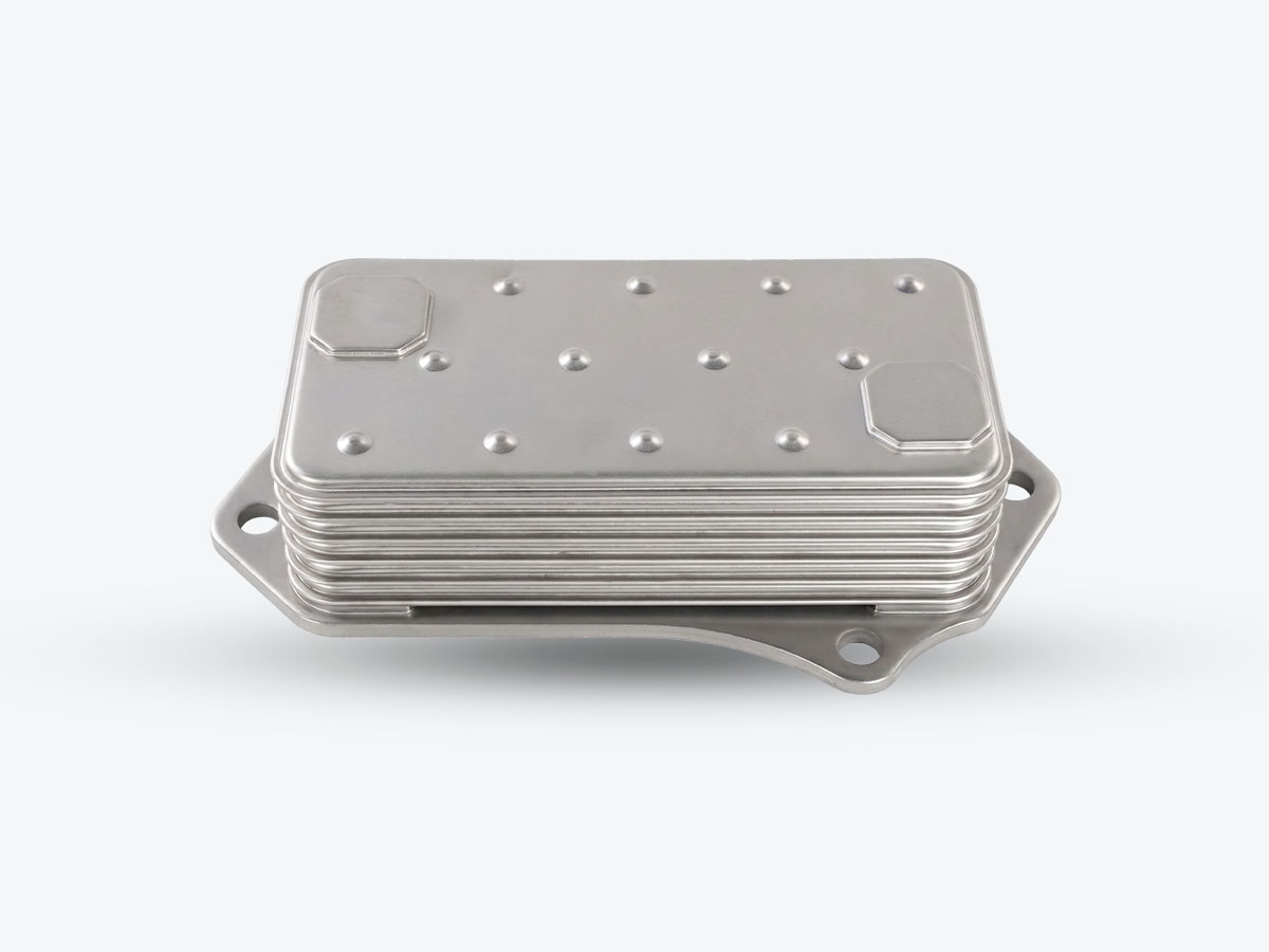 An image showing a side view of Oil Cooler - 6 Plate (Part 320/04328)