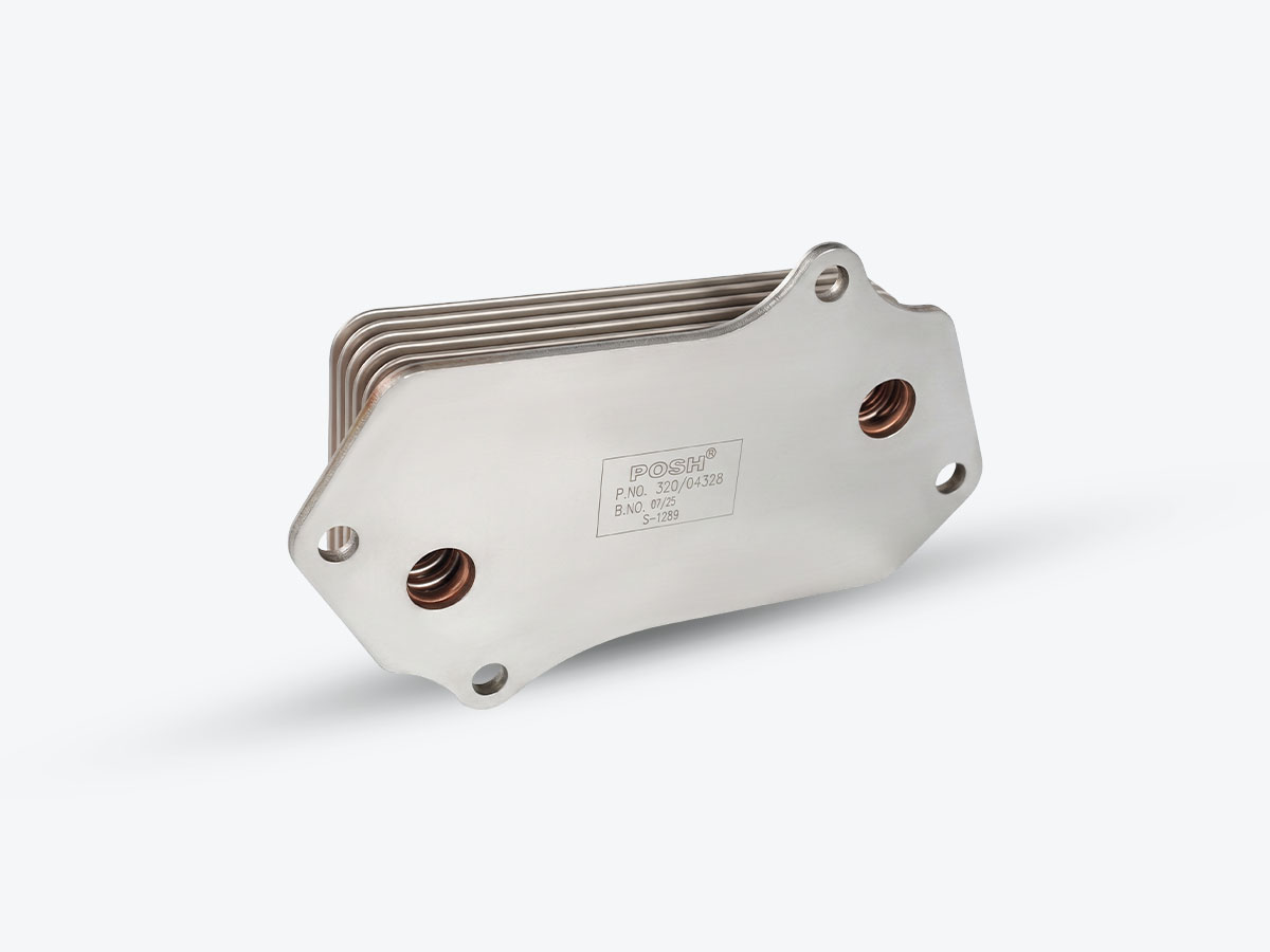 An image showing a side view of Oil Cooler - 6 Plate (Part 320/04328)