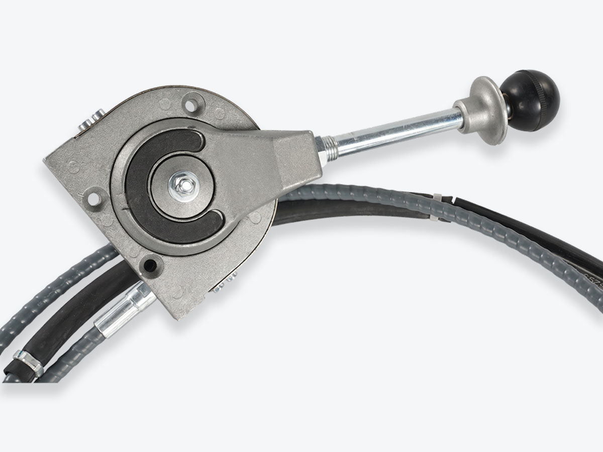 An image showing a side view of Throttle cable and lever assembly (Part 334/L5299)