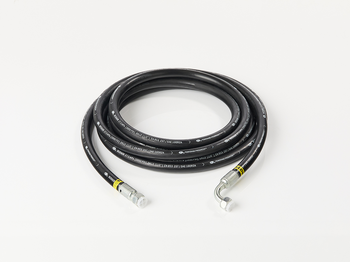 An image showing the front view of Single Hydraulic Hose - 6740mm Yellow (Part 402/X2741)