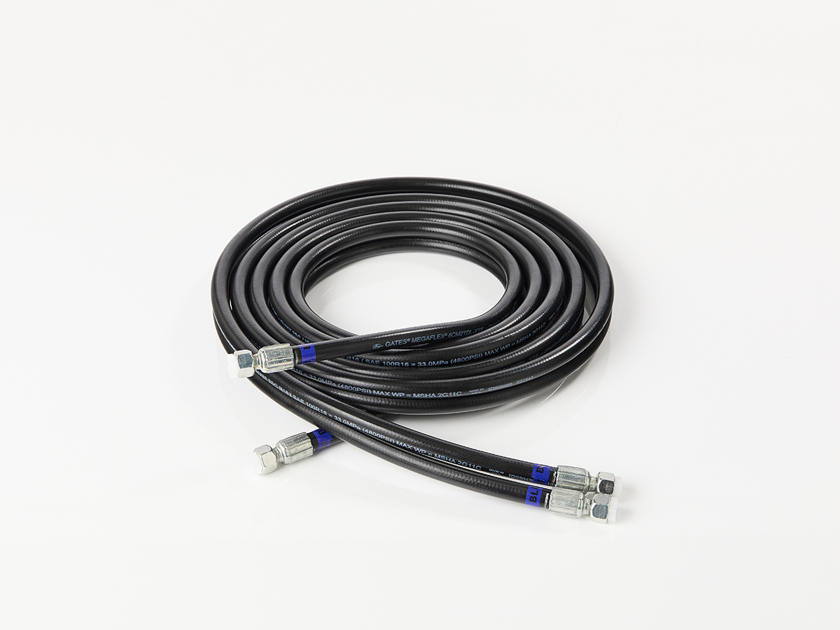 An image showing the front view of Twin 3/8" BSP Hydraulic Hose, 5070mm (Part 629/80029)